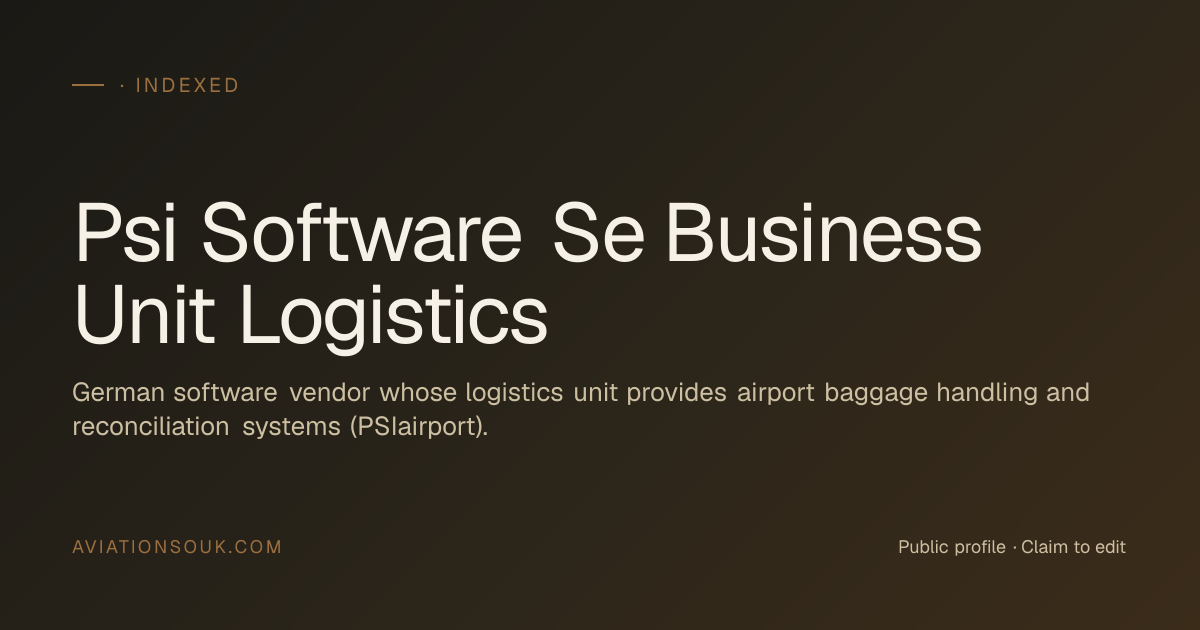 Psi Software Se Business Unit Logistics — Airport IT & Operations ...