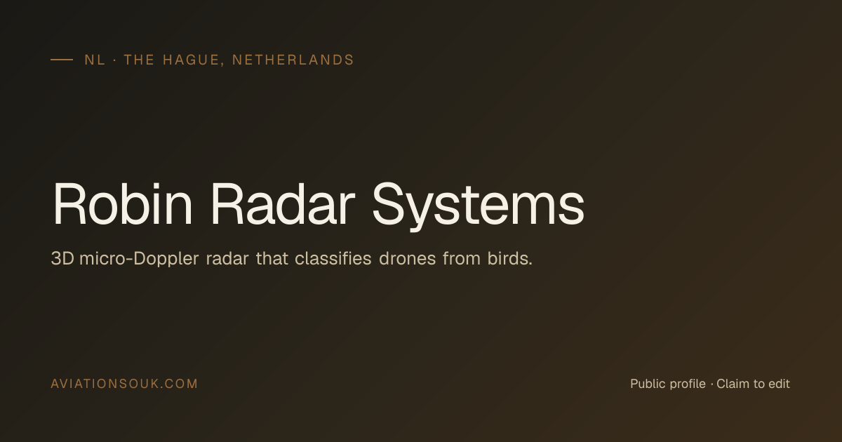 Robin Radar Systems — Counter-UAS & Base Air Defence · NL · Aviation Souk