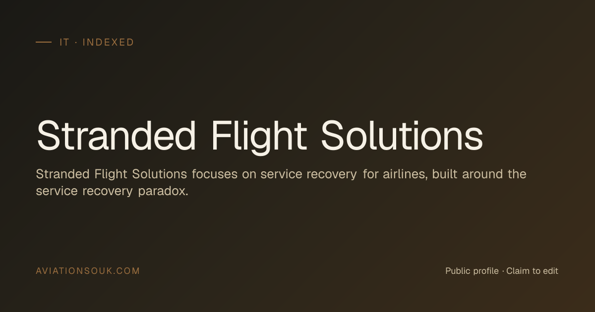 Stranded Flight Solutions — Other aviation suppliers · IT · Aviation Souk
