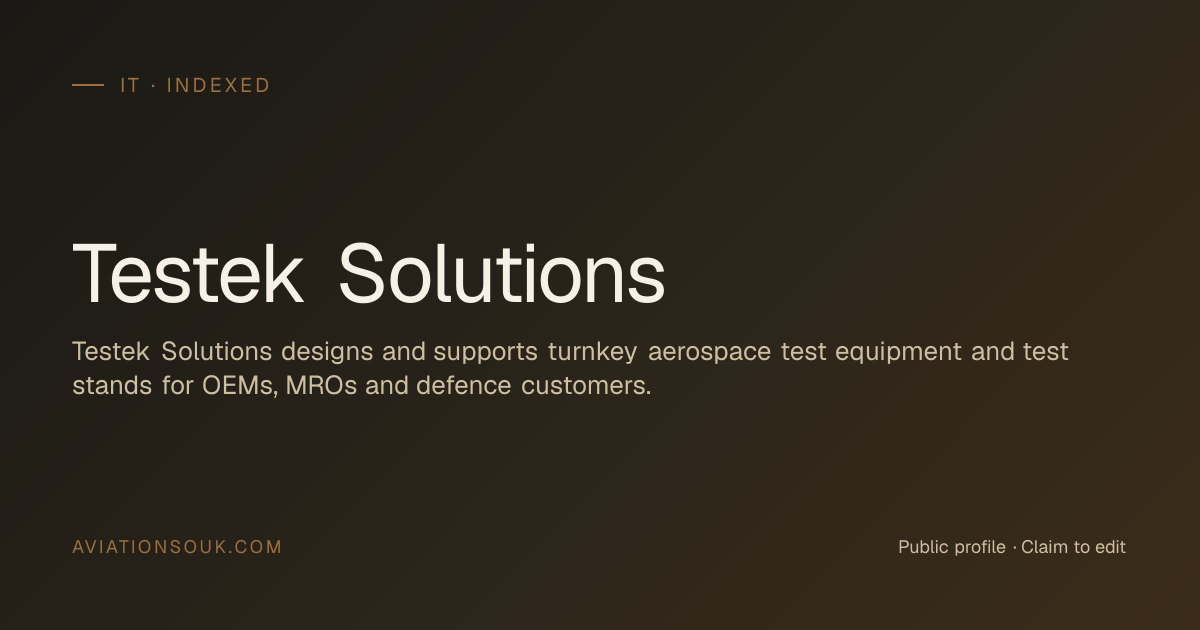 Testek Solutions — Ground Support Equipment (GSE) · IT · Aviation Souk