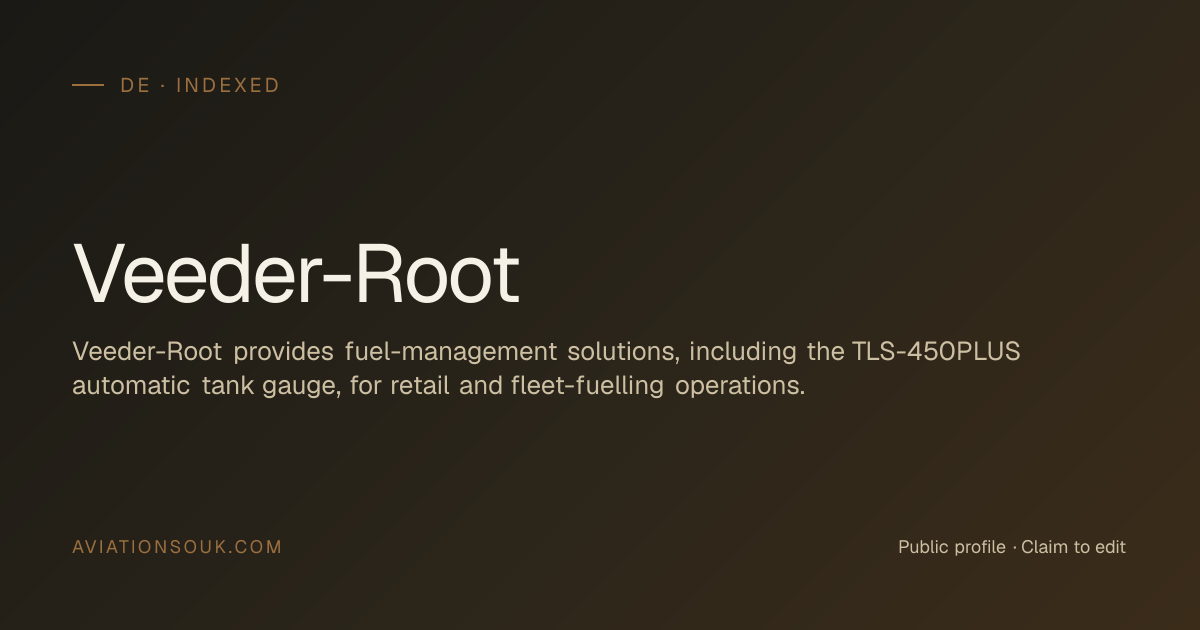 Veeder-Root — Ground Support Equipment (GSE) · DE · Aviation Souk